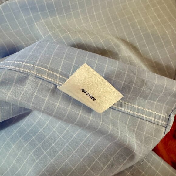 Jos. A. Bank Traveler Tailored Fit Blue Check Dress Shirt Men’s 15-33 Cotton - Picture 4 of 15